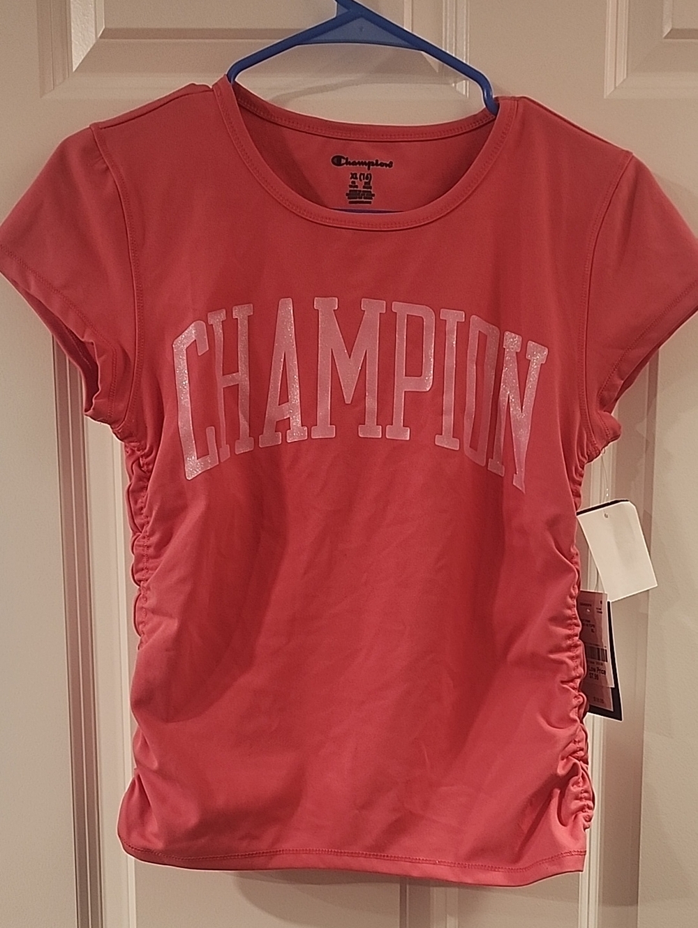 Pink Short-Sleeve Champion T-Shirt For Girls, Size XL/16.